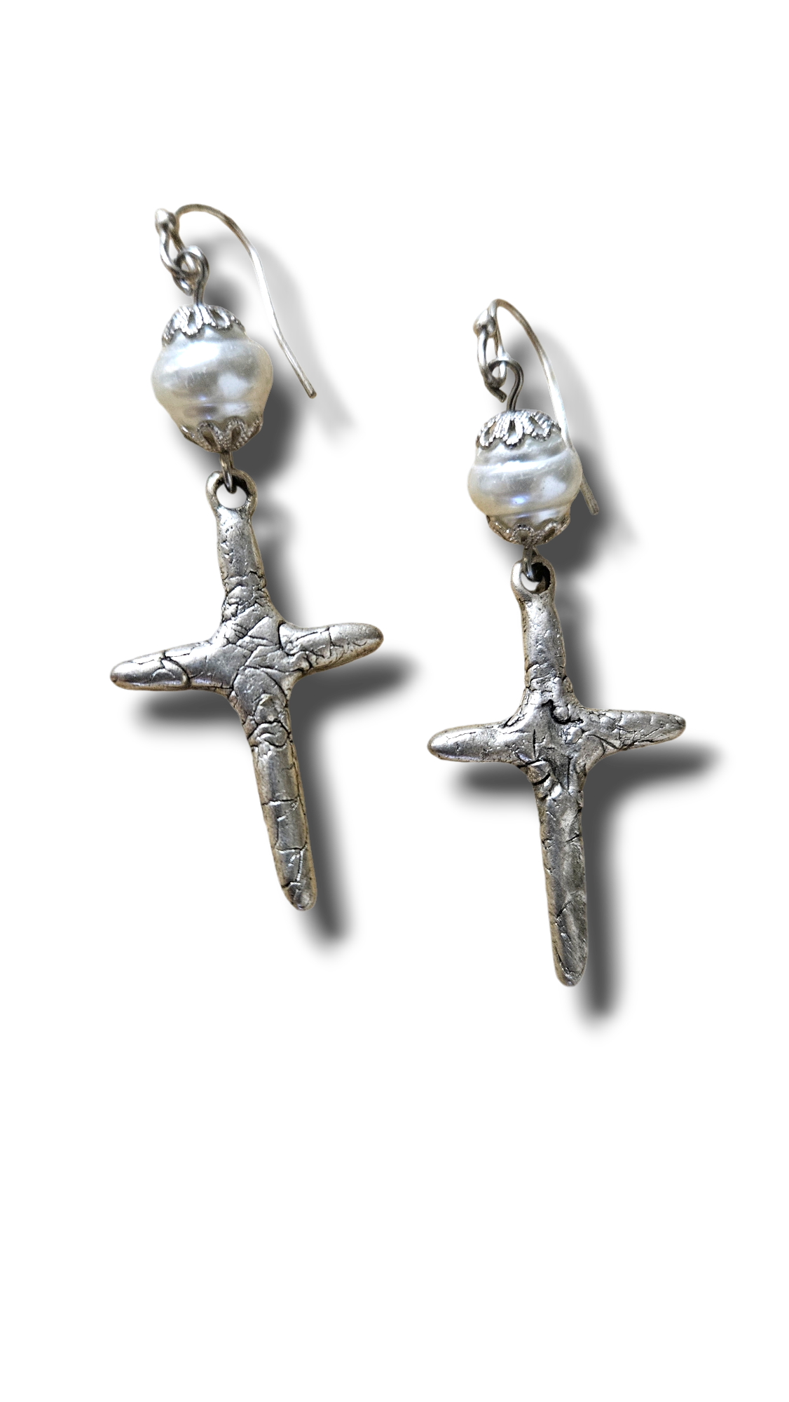 Artisan cross earrings