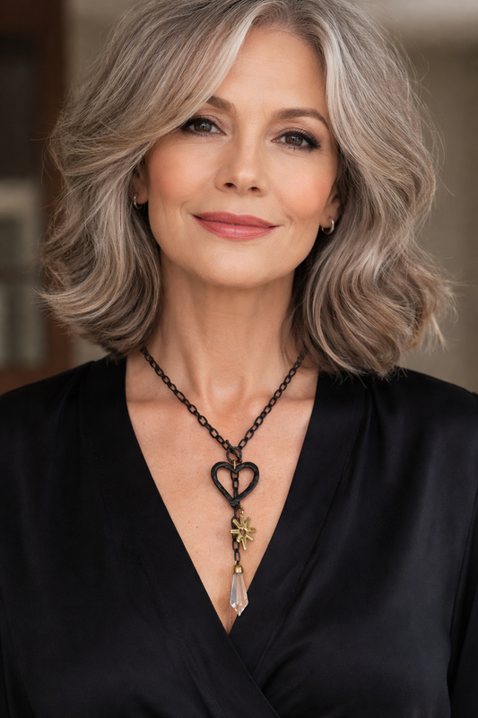 Hand-Forged Heart & Star Crystal Necklace