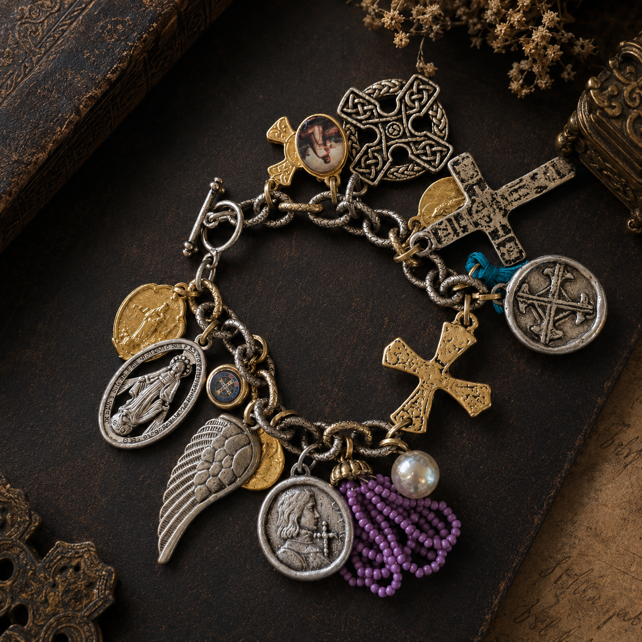 Sacred Relics Mixed-Metal Charm Bracelet