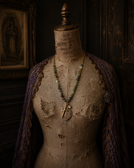 Our Lady of Luján Green Garnet Devotion Necklace