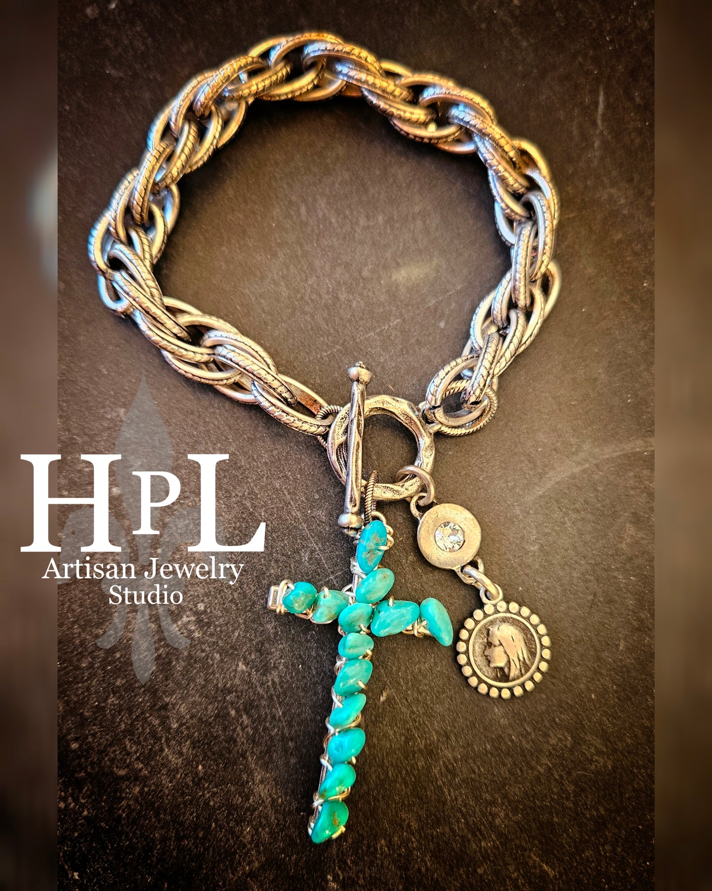 Turquoise cross bracelet