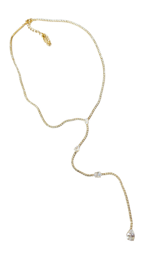 Diamond drip lariat necklace