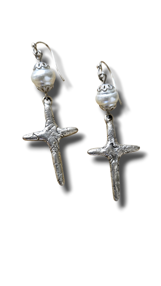 Artisan cross earrings