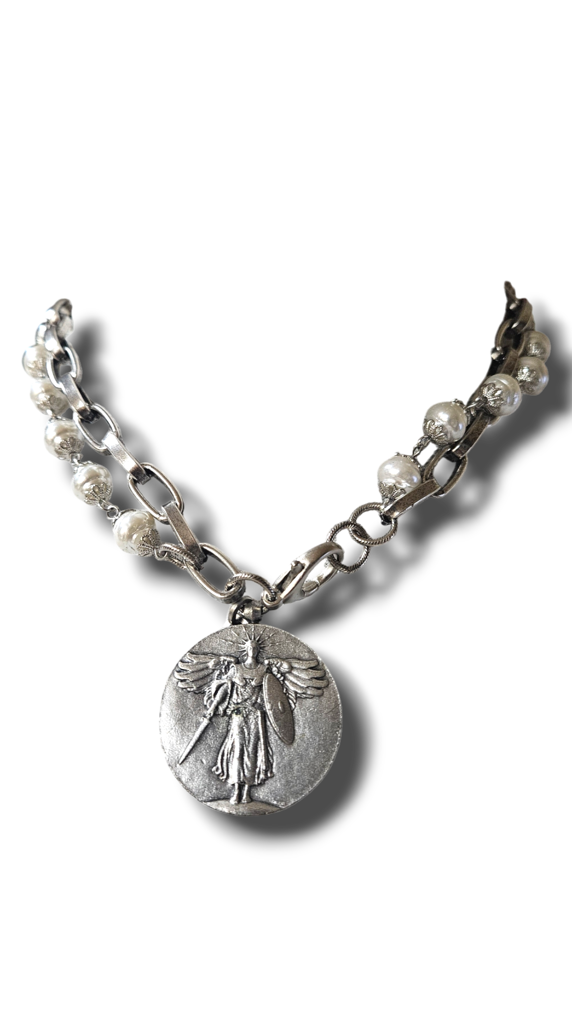 Two strand freshwater pearls st michael necklace