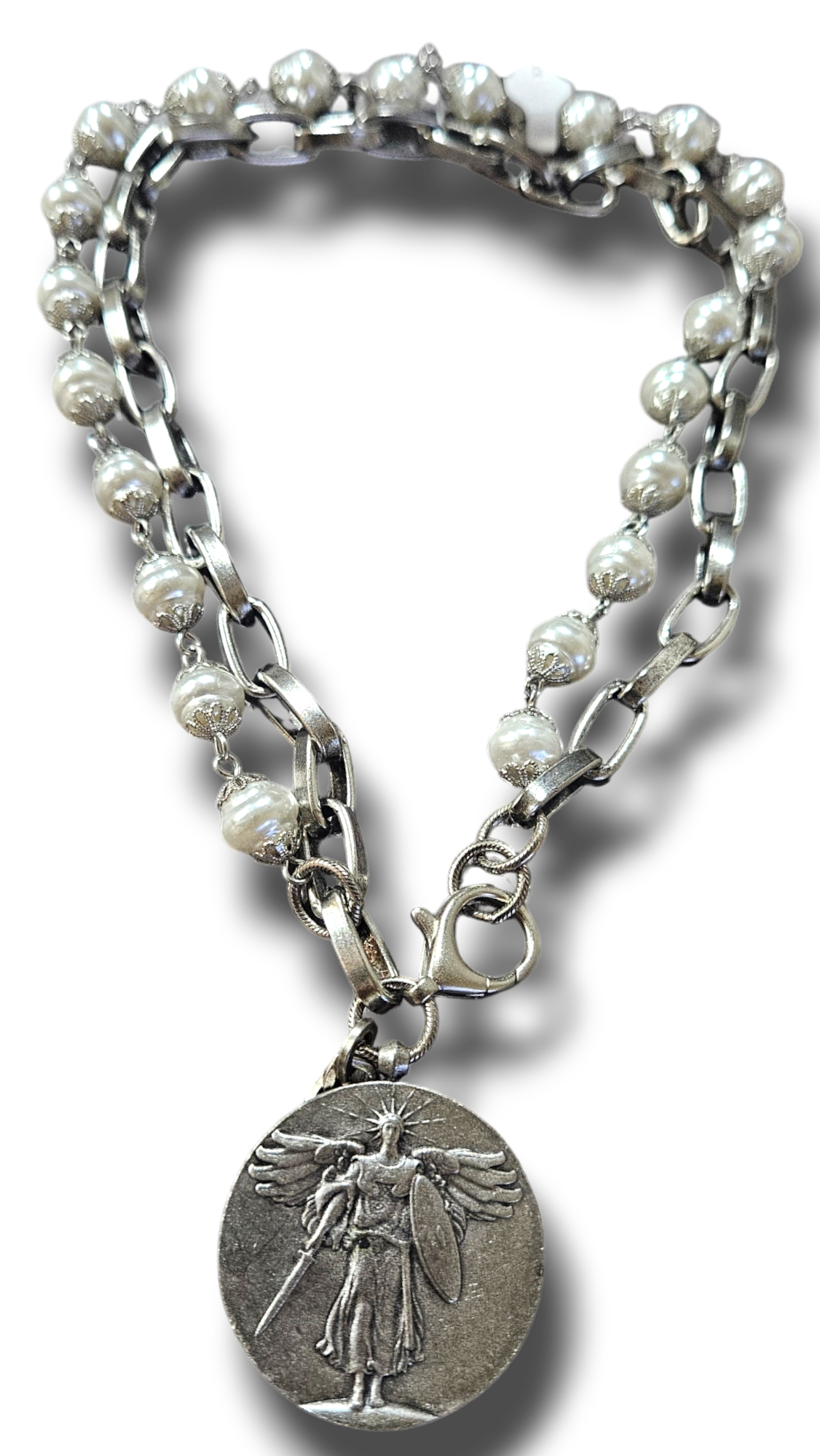 Two strand freshwater pearls st michael necklace