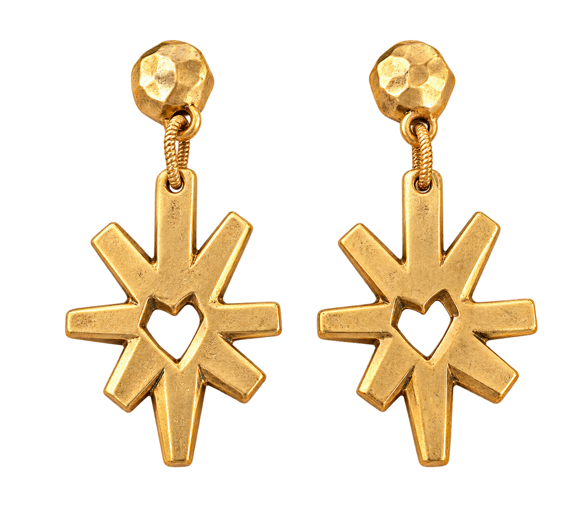 Gold plated star heart earrings