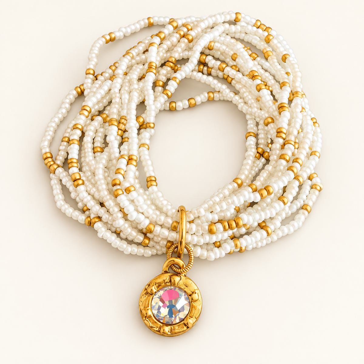 Ivory Radiance Crystal Charm Bracelet