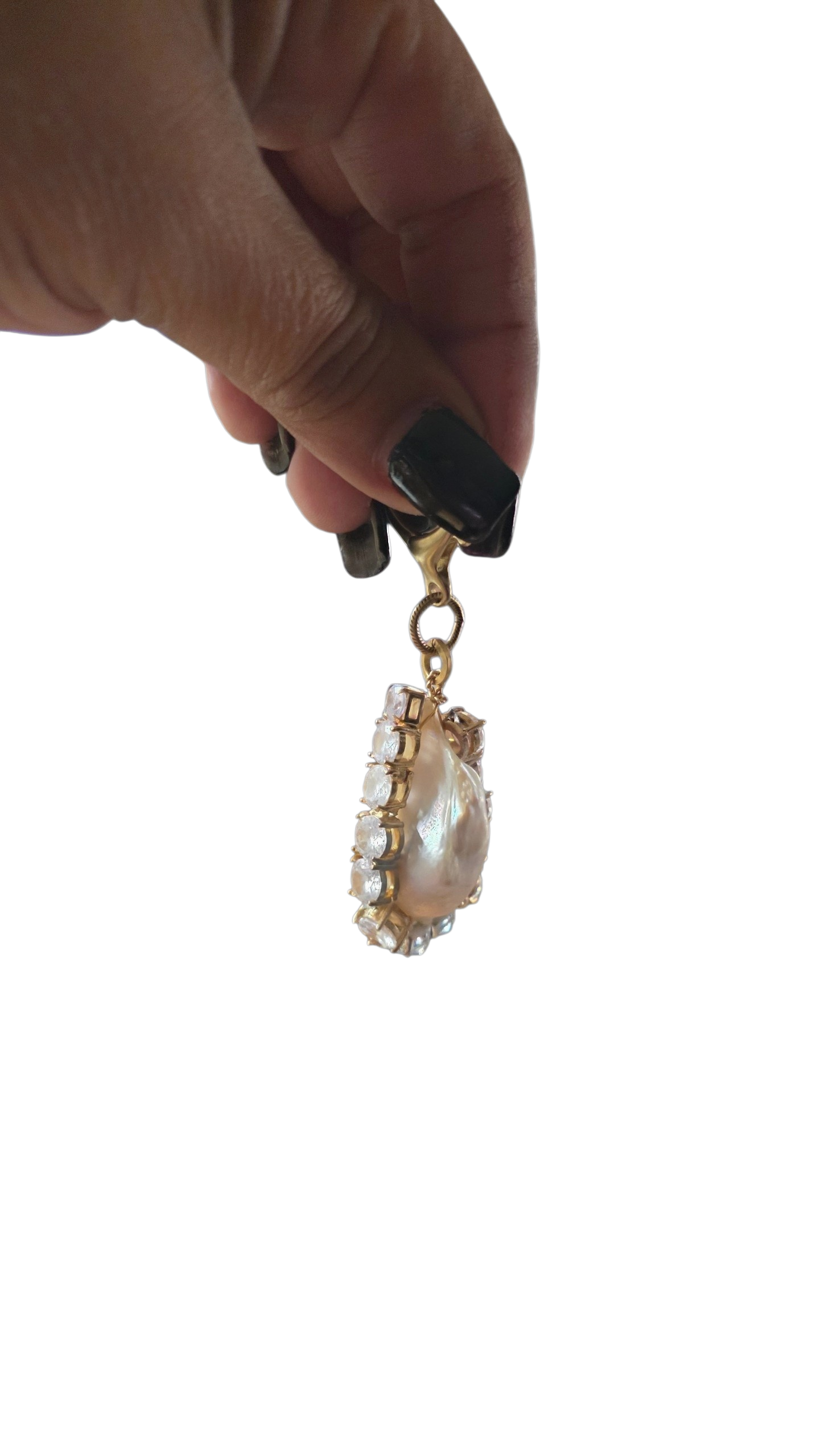 Barroque pave pearl charm