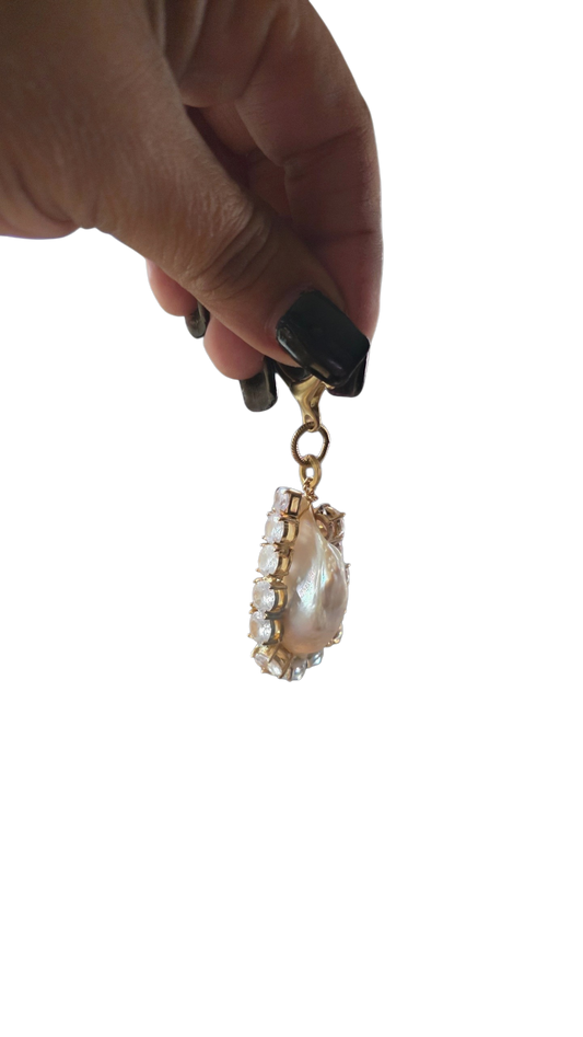 Barroque pave pearl charm