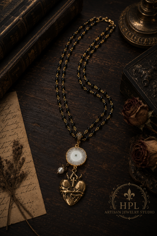 Solar Quartz Sacred Heart Necklace
