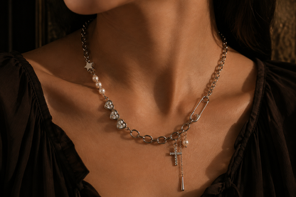 Celestial Heart Cross Necklace