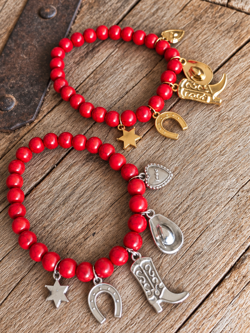 Red Western Charm Bracelet