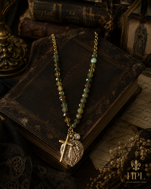 Our Lady of Luján Green Garnet Devotion Necklace