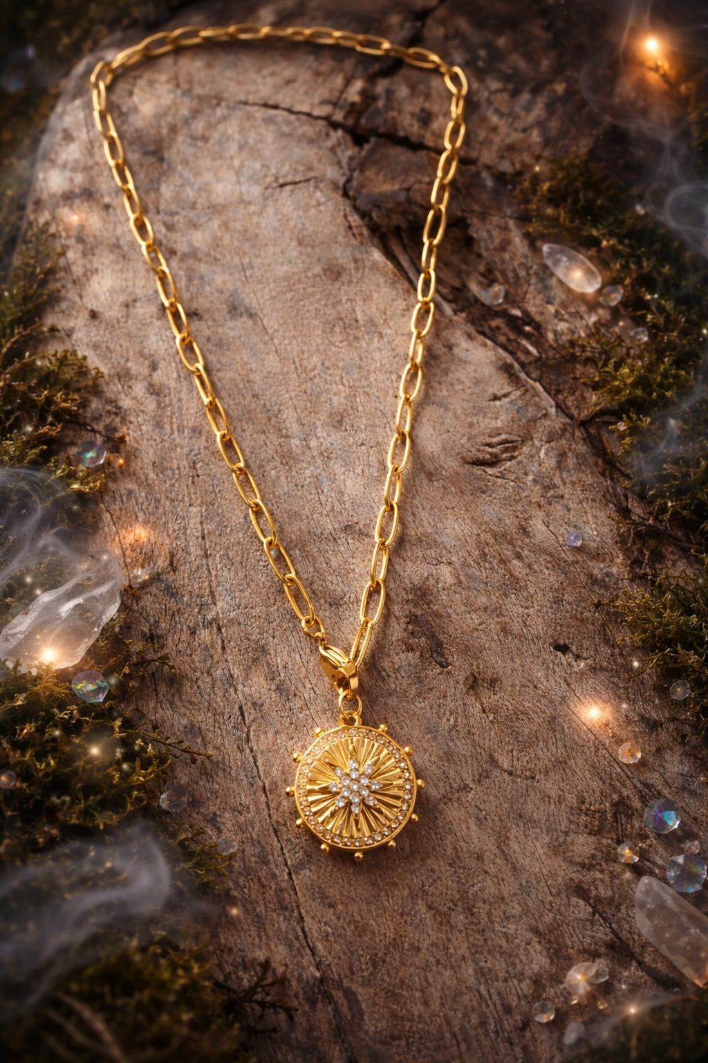 Radiant Sunburst Medallion Necklace