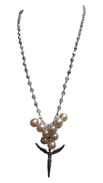 Vintage Czech Glass & St. Michael Pendant Necklace
