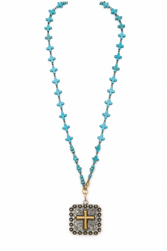 Turquoise Cross Statement Necklace