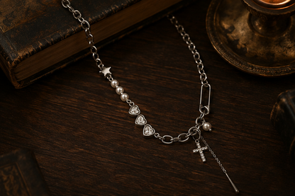 Celestial Heart Cross Necklace