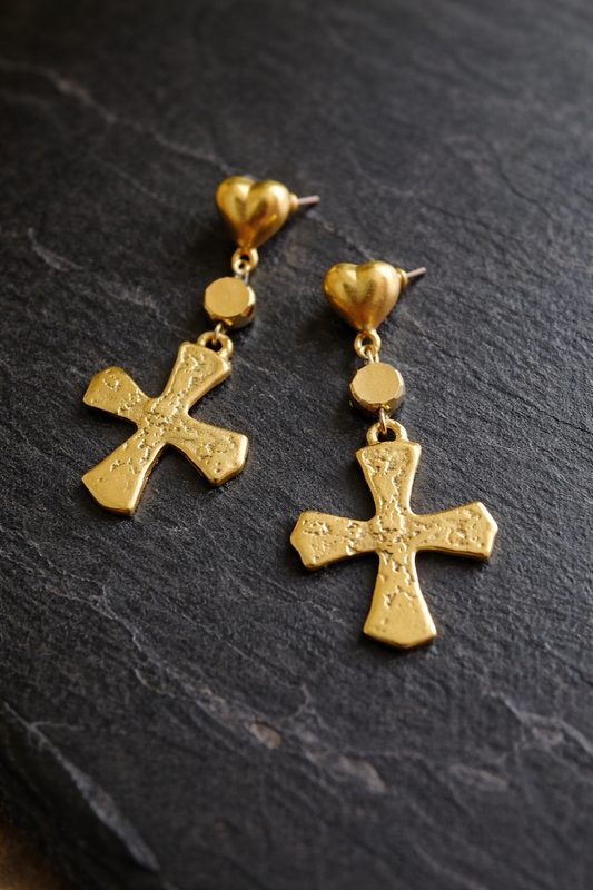 Heart & Cross Devotion Earrings