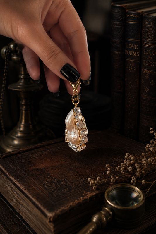 Barroque pave pearl charm