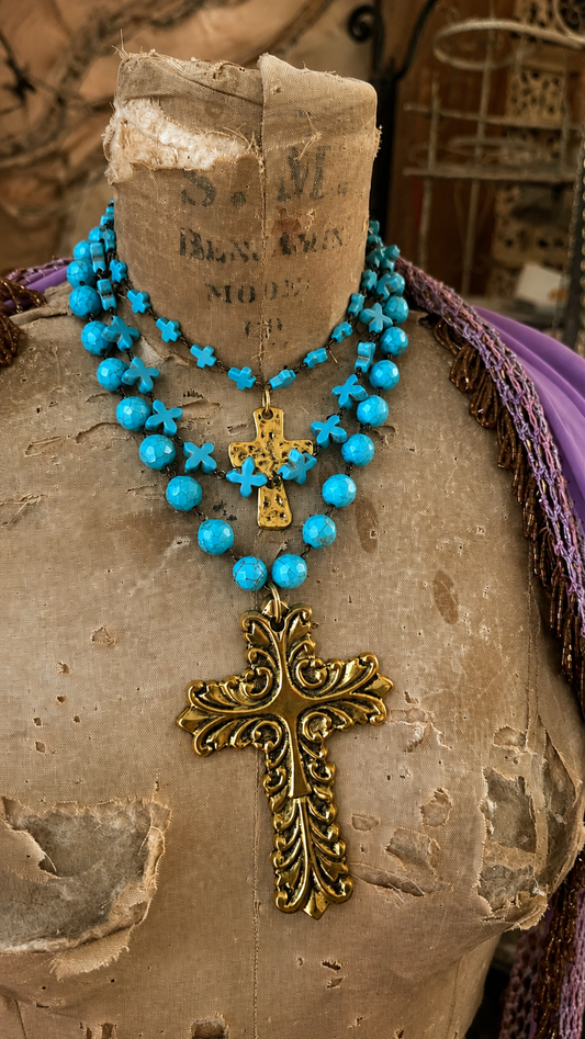 GRAND BAROQUE CROSS NECKLACE
