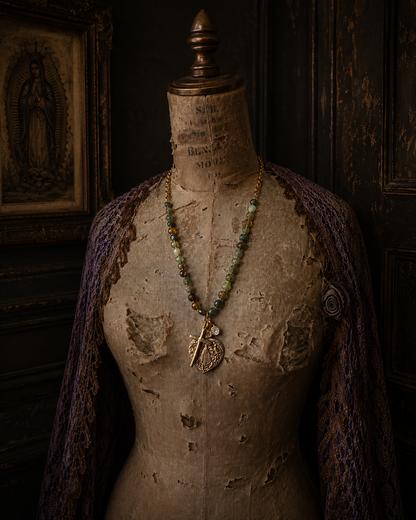Our Lady of Luján Green Garnet Devotion Necklace