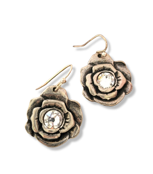 Sparkling rose earrings